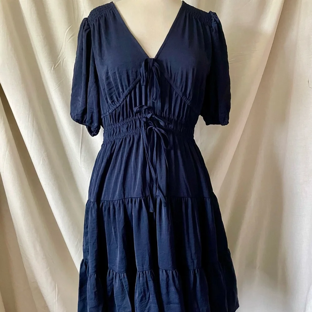 GAP Navy Blue Tiered Midi Dress